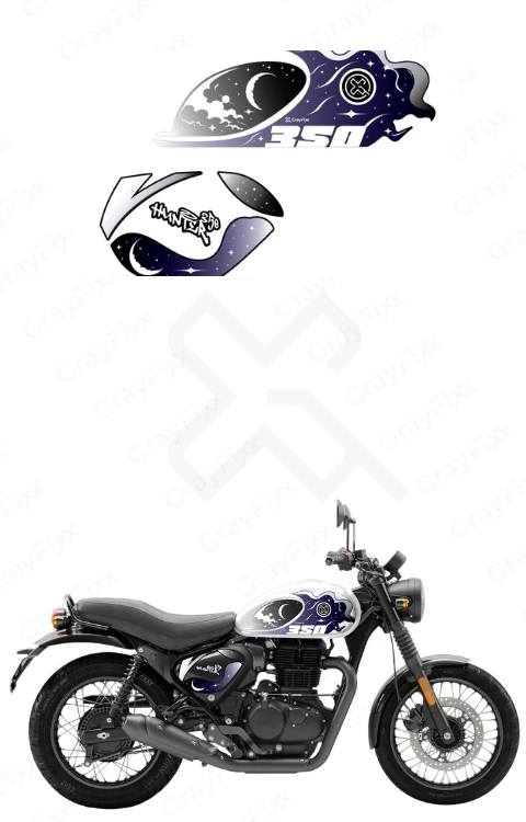 Moonstar Edition Half Body Sticker Compatible with Hunter 350 | Made in Premium Gloss Vinyl with FPF (Fade Protection Film), Waterproof, Precut Sticker, Pack of 1